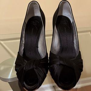 Giuseppe Zanotti Black Satin Peep Toe